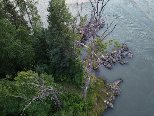 Aerial view of the Gwinoop fishing site and surrounding land